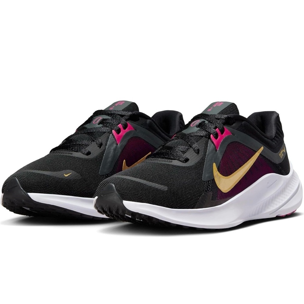 Nike Quest 5 Running  Women's shoes Black and Gold with Pink Accents Size 9.5
